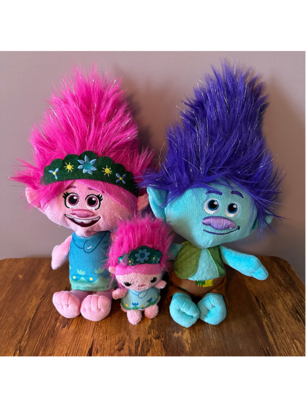 DreamWorks Trolls World Tour Plush Lot Poppy Branch Just Play 3 Pc